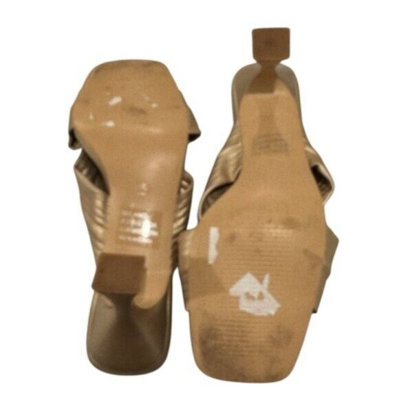 Articles of Society Milano Gold Vegan Leather Square Toe Strappy Sandals 9 - Picture 8 of 9